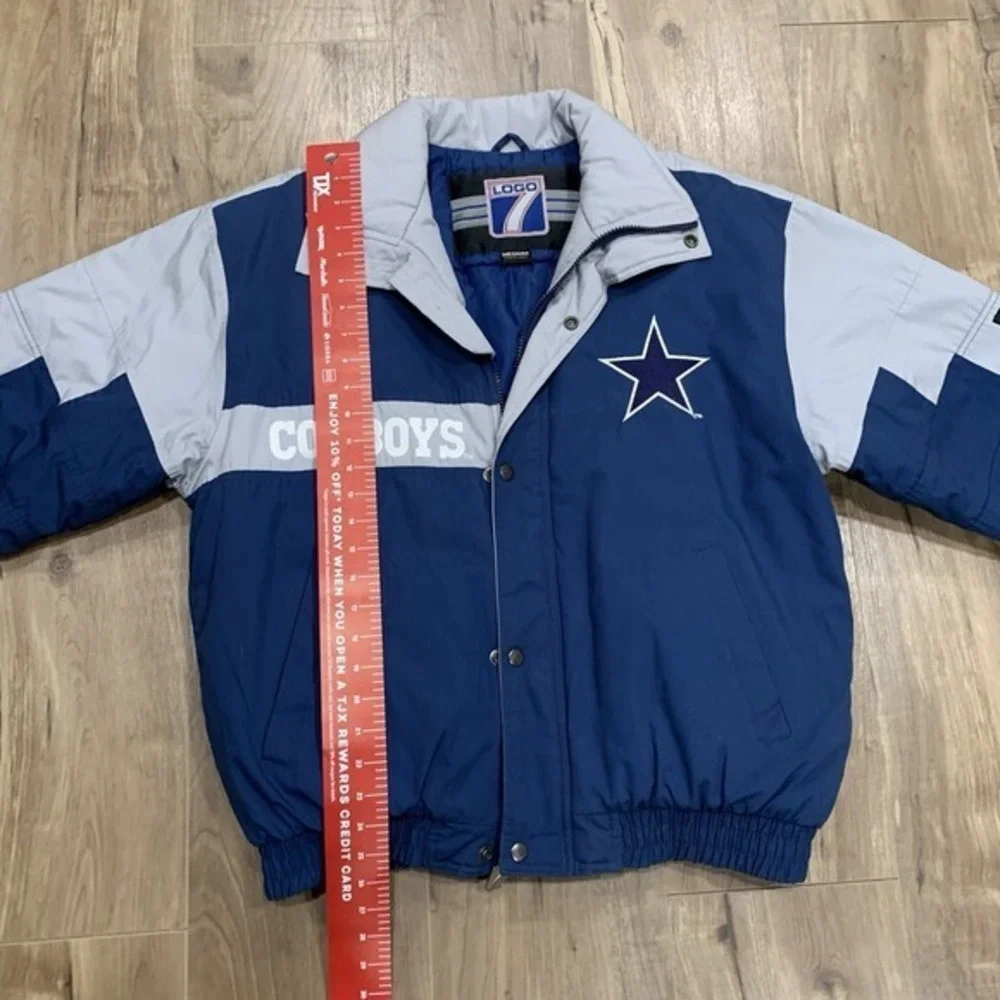 Vintage Dallas Cowboys NFL Logo 7 Puffer Coat Jacket Men's M Blue Gray‎ 90s